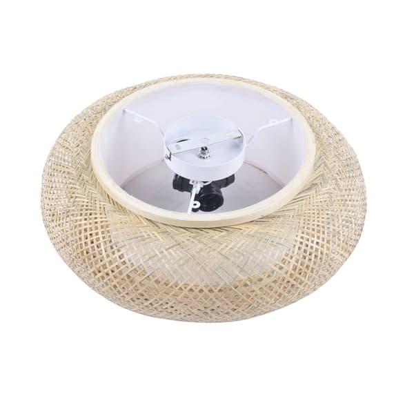 Rattan Pendellampe, Håndvævet Bambus Skærm, Rustik Stil,40x14CM