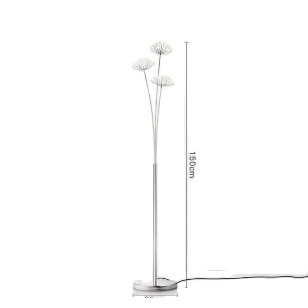 Kristallgolvlampa, justerbar ljusflöde, polerat rostfritt stål,Varm vit, Golvslampa G4x3