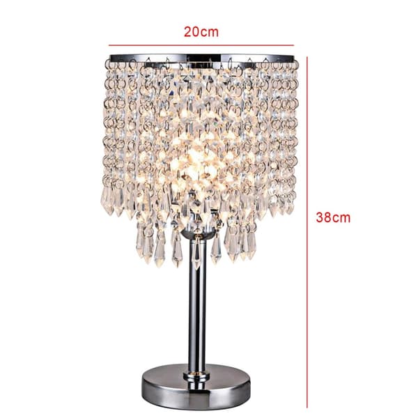Kristallbordslampa, Mjuk ögonskydd, Elegant design,VIT, Elfenben, Silver