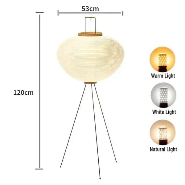 Japansk rispapir gulvlampe, justerbart varmt og neutralt lys, moderne design,Gulvlampe, Neutralt lys 4500K