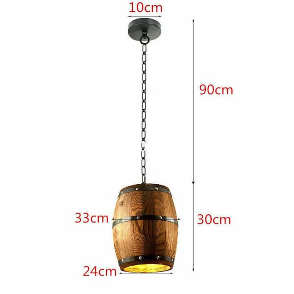 Vintage loftlampe, træfad design, justerbar højde,Brun