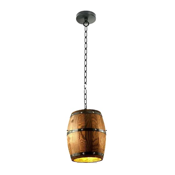 Vintage loftlampe, træfad design, justerbar højde,Brun