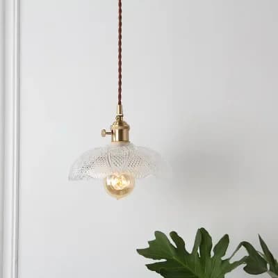 Japansk mässingshalvcirkelformad glasljuskrona, justerbar höjd, energieffektiv belysning,E 25cm