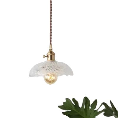 Japansk mässingshalvcirkelformad glasljuskrona, justerbar höjd, energieffektiv belysning,E 25cm