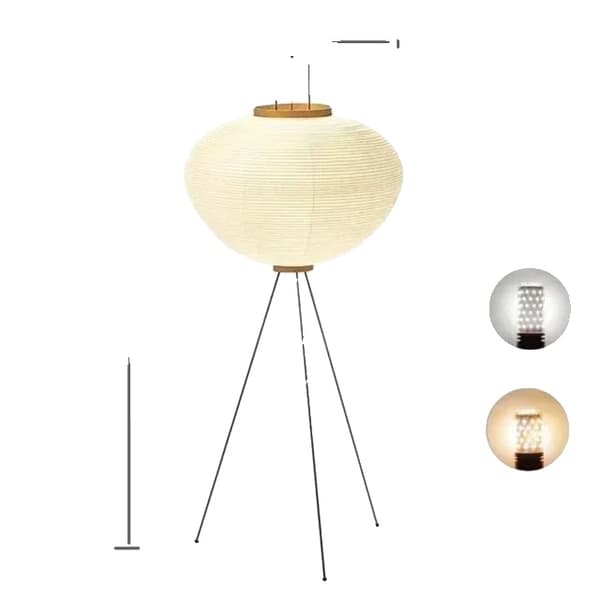 Japansk rispapper golvlampa, justerbart varmt och neutralt ljus, modern design,Golvlampa, Trefärgsbländning