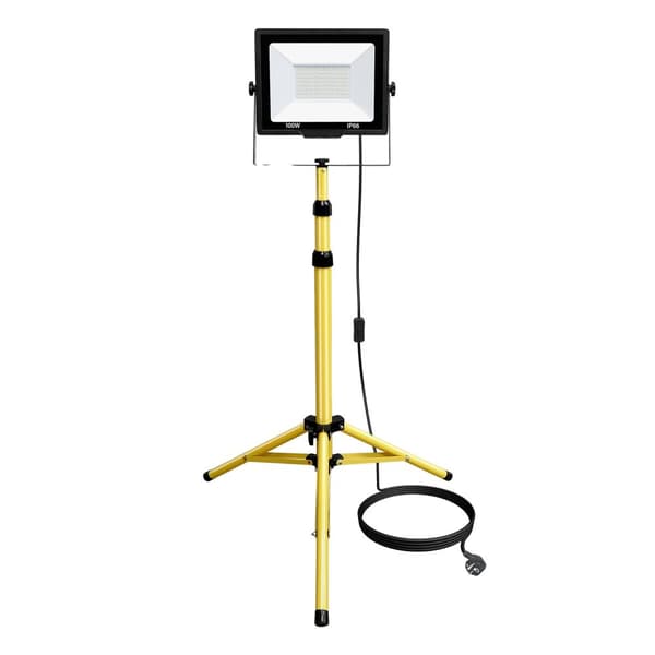 LED Flomlys, 100W Effekt, IP66 Vejrbestandig,EU-stik, 1x100W Arbejdslys, 5000K-6000K