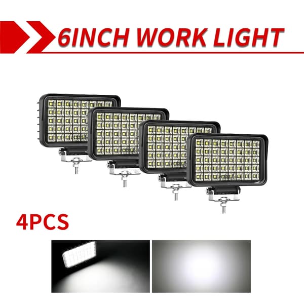 6-tums LED-arbetslampa, 200W effekt, IP68 vattentålig,4PC med E9