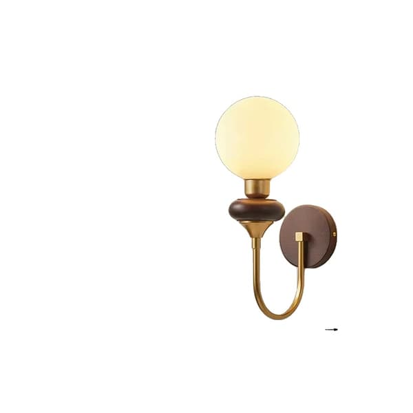 Modern vägglampa, metall- och träkonstruktion, lämplig för sovrum och vardagsrum,12W glödlampa x 1, A