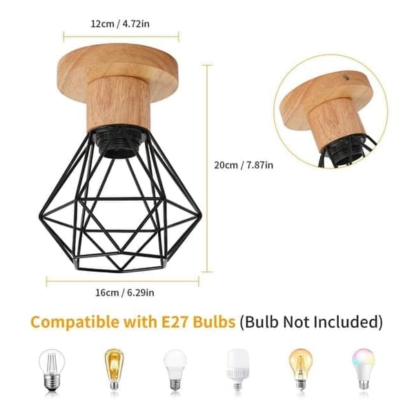 Moorle Industriell retro taklampa med metallbur-design, lämplig för vardagsrum, kök och sovrum, E27-lampsockel