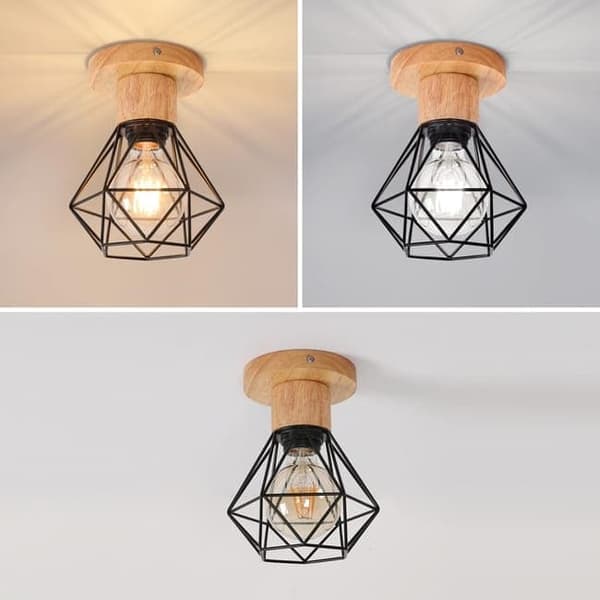 Moorle Industriell retro taklampa med metallbur-design, lämplig för vardagsrum, kök och sovrum, E27-lampsockel