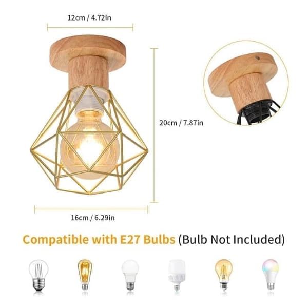 Moorle Industriell retro taklampa med metallbur-design, lämplig för vardagsrum, kök och sovrum, E27-lampsockel
