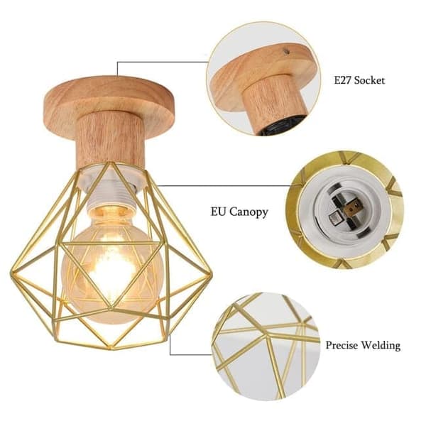 Moorle Industriell retro taklampa med metallbur-design, lämplig för vardagsrum, kök och sovrum, E27-lampsockel