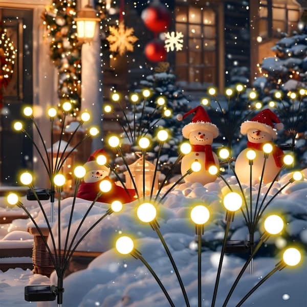 2 Pack Solcellsdrivna eldflugelampor – 16 LED svajande trädgårdsbelysning, vattentäta dekorativa lampor för uteplats, gångväg och gräsmatta