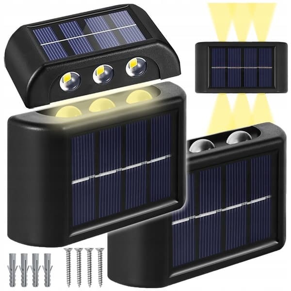SOLAR LAMPA FASADLAMPA 6 LED UTOMHUS MED SENSOR STRONG