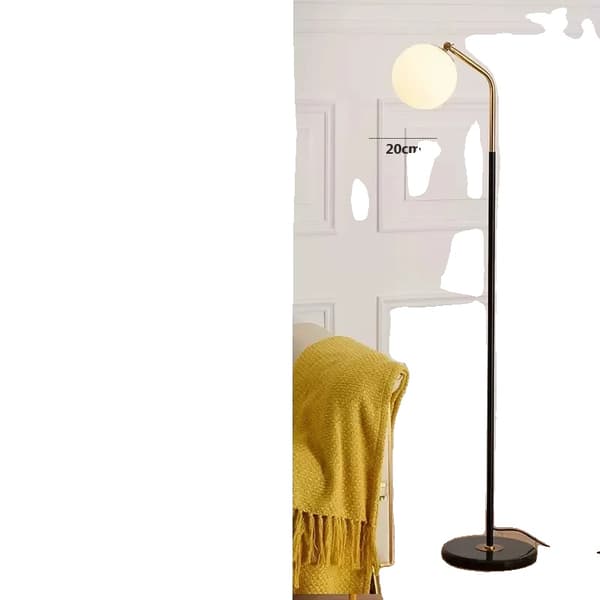 Nordisk LED Golvlampa i Glas, Mjölkvit, Modern Metalldesign,Steglös dimning-RC, Mjölkvit