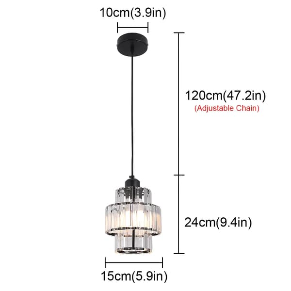 Kristall LED Taklampa, Modern Stil, Justerbar Höjd,Modell A - Svart