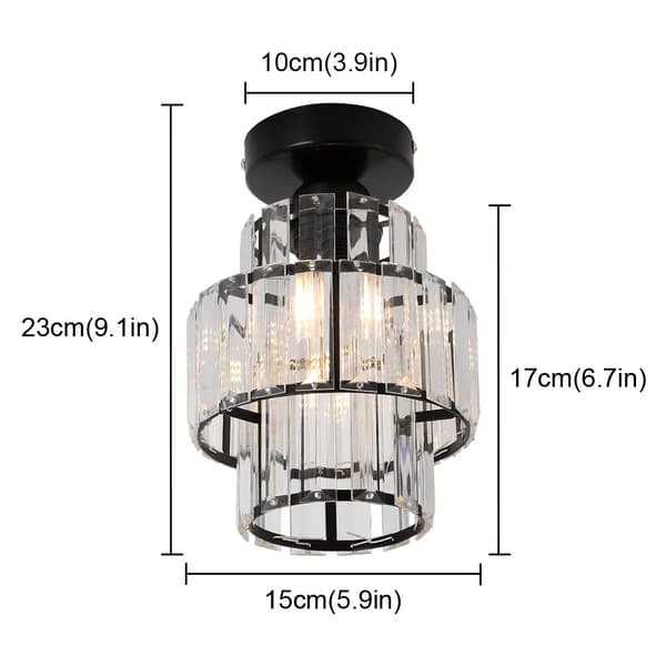 Kristall LED Taklampa, Modern Stil, Justerbar Höjd,Modell B-Svart