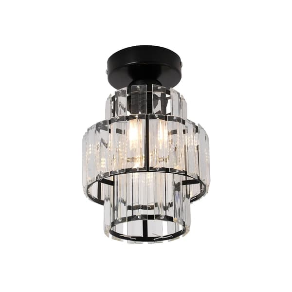 Kristall LED Taklampa, Modern Stil, Justerbar Höjd,Modell B-Svart