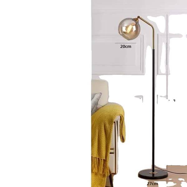 Nordisk LED Glas Gulvlampe, Mælkehvid, Moderne Metal Design,Varm hvid-ingen RC, Amber