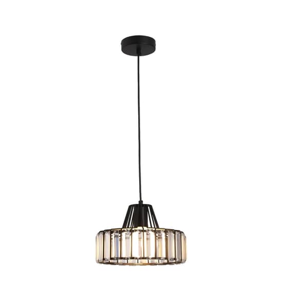 Modern taklampa, E27 LED-lampor ingår, stilig design i järn och kristall,Svart