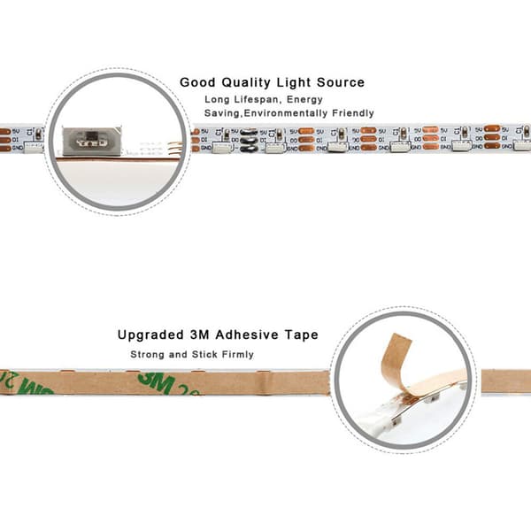 DC 5V SK6812 LED-stripe, ultratunn 5 mm design, 72 LEDs per meter,5m, 5V