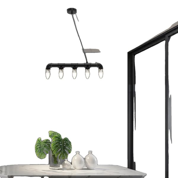 5-Lysets Pendellampe, Industriel Stil, Justerbar Højde