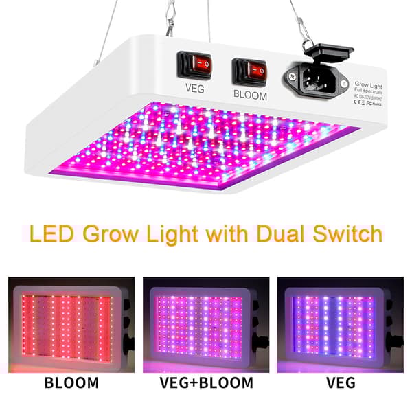 2000W LED Växtlampa, Full Spektrum, IP65 Vattentålig, Dubbel Växlingsläge