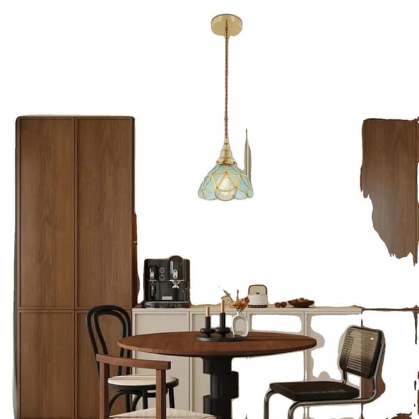 Loftlampe, Søblå, Justerbar Højde, Moderne Design,guld