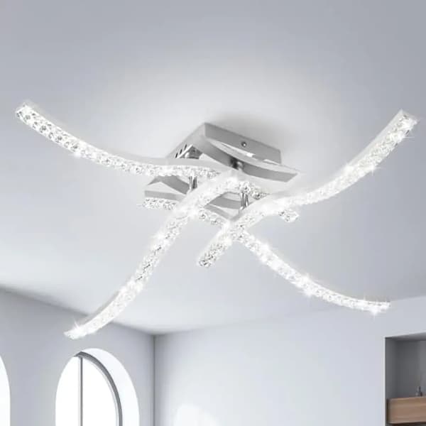 LED Loftlampe, Høj Lysstrøm, Selvstændig Installation,5500K, sort