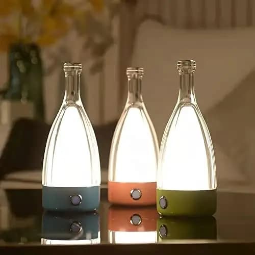 Bærbar Trådløs LED Flaske Lys, Dæmpbar Berøringskontrol, USB Genopladelig,Hvid
