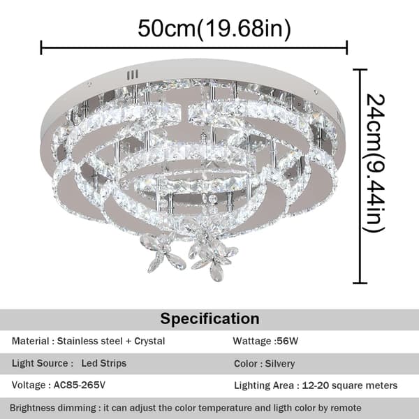 Krystal Loftlampe, Lysdæmpning med Fjernbetjening, Elegant Moderne Design,8800, ændrebar