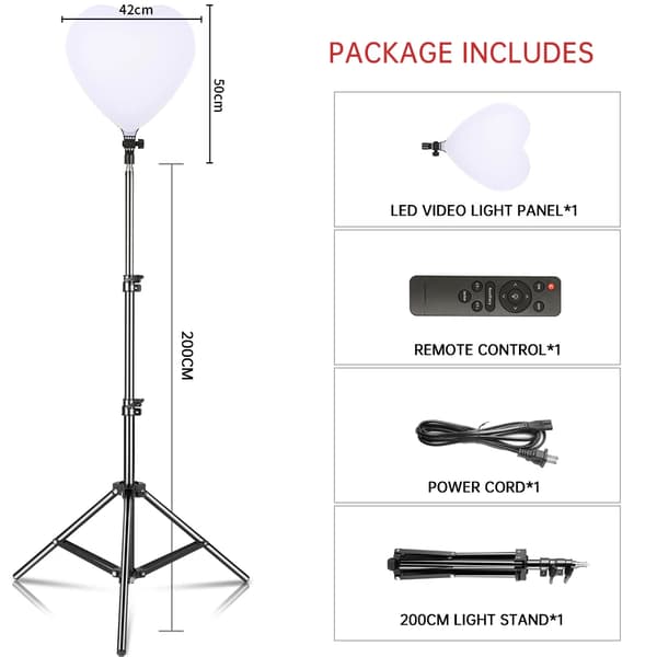 LED Videolampa, Justerbar färgtemperatur 2500k-8500k, 5-100 ljusstyrka,75W 200cm stativ