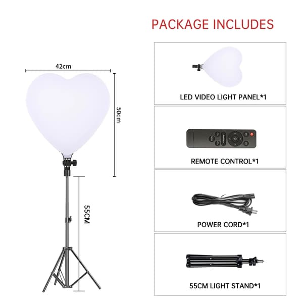 LED Videolampa, Justerbar färgtemperatur 2500k-8500k, 5-100 ljusstyrka,75W 55cm stativ