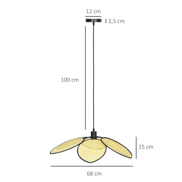 Pendellampe, Justerbar Højde, Naturligt Design