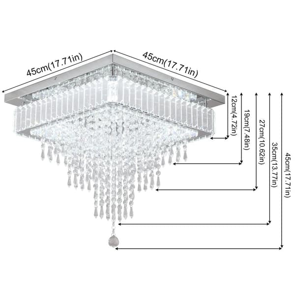 Krystal LED Pendellampe, Fjernbetjening, Dæmpbar Lysstyrke, Stilfuldt Design,Med fjernbetjening, D45cm