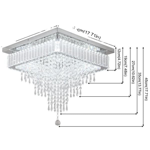 Krystal LED Pendellampe, Fjernbetjening, Dæmpbar Lysstyrke, Stilfuldt Design,Med fjernbetjening, D45cm