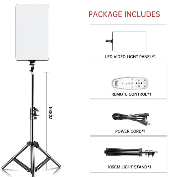 LED Video Fill Lampe Lys, Justerbar Farvetemperatur, Fjernbetjening Betjening,100cm stativ