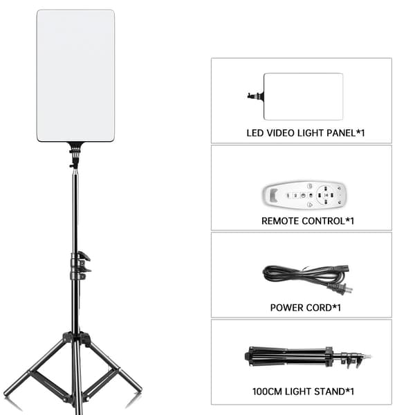 LED Video Fill Lampe Lys, Justerbar Farvetemperatur, Fjernbetjening Betjening,100cm stativ