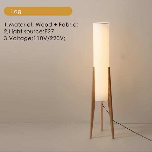 Trä Golvlampa, E27 Ljuskälla, 11-15W Effekt,EU-kontakt, Varm vit, Logg