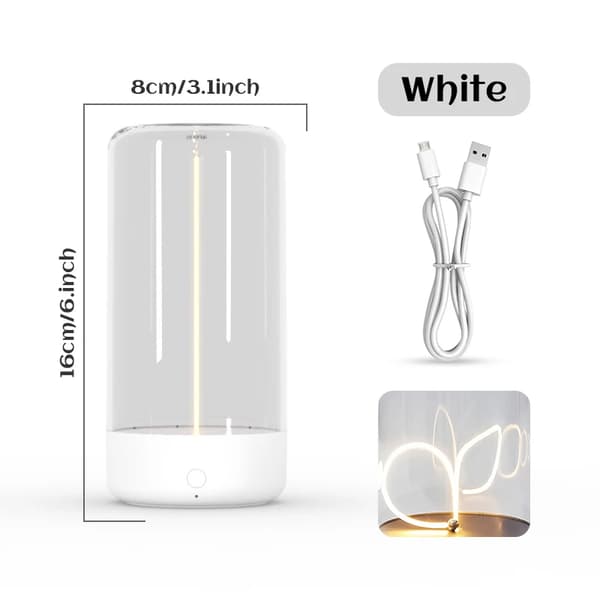 Minimalistisk Skrivebordslampe, Genopladelig, Fleksible Lysstyrke Muligheder,Hvid