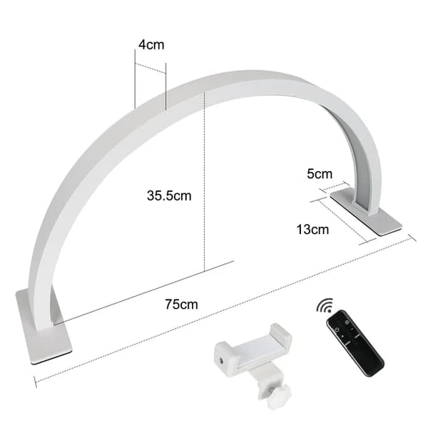 Skrivebordslampe, Fjernbetjening, Mobiltelefonholder, 75cm hvid, EU