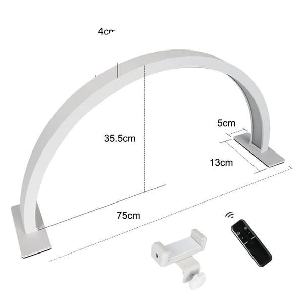 Skrivebordslampe, Fjernbetjening, Mobiltelefonholder, 75cm hvid, EU