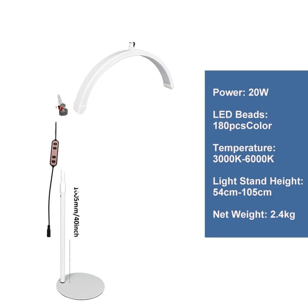 Säädettävä 20W LED-lamppu, kaksivärinen 3000K-6000K, 180 LEDiä kaukosäätimellä,EU, Valkoinen