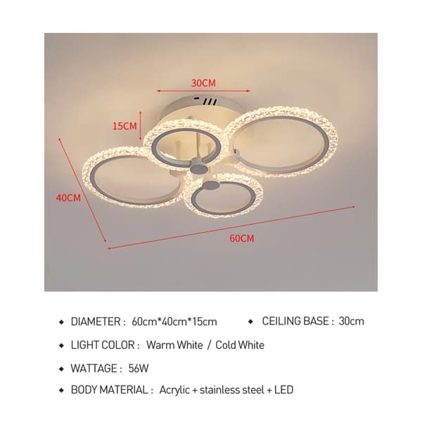 Loftlampe, Nordisk Design, Fjernbetjening Drift, A 4 hoveder, kold hvid