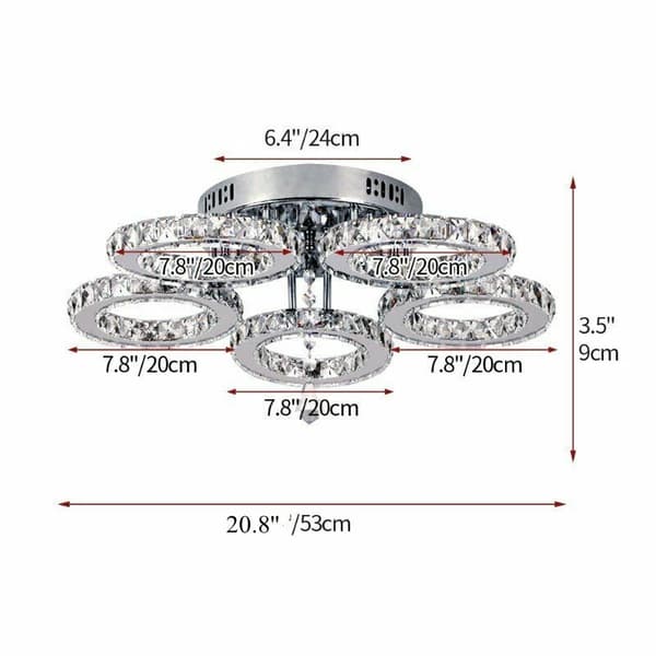 Krystal lysekroner, LED-belysning, moderne design, 5 Ringe 50W, Varm Hvid