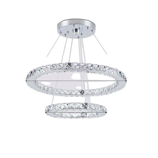 Modern LED Kristallkrona, 50x30cm Rostfritt Stål, Energieffektiv,2Ringar 50x30cm, utbytbara