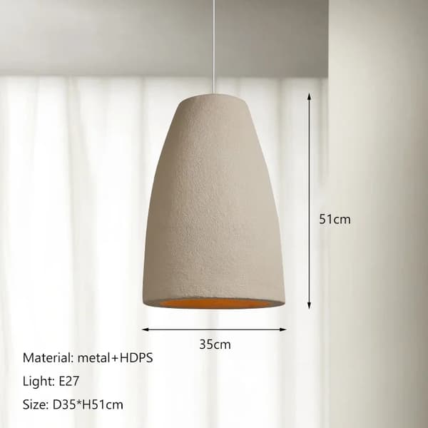 Wabi Sabi Pendelampe, E27 Pærebase, Stilfuldt Design,A-D35 H51cm, varmt lys