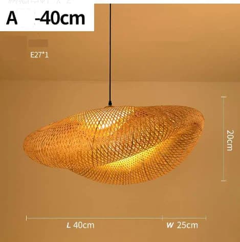 Riippuvalaisin, bambu- ja puumateriaali, Japanilainen tyyli, ei himmennettävä,Ei lamppua, Halkaisija 40CM