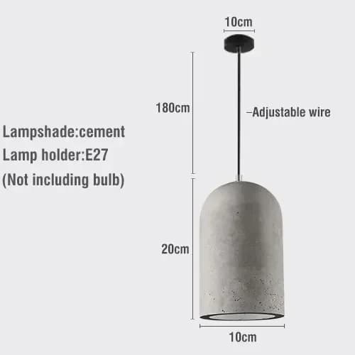Rustik Pendellampe, Cement Lampskærm, Justerbar Højde, E27 Lampesokkel,Ikke inklusive pærer, Mellem 20x10cm