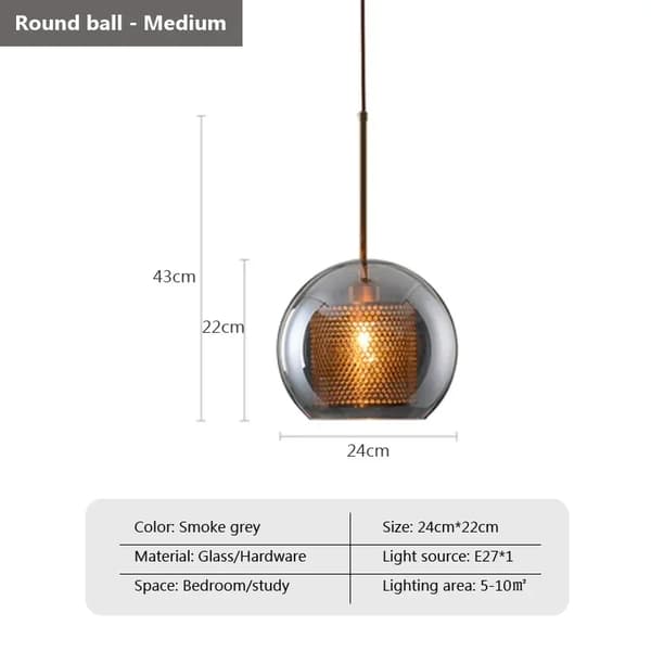 Pendellampa, Glasmaterial, E27 Ljuskälla,B-25cm, Varmt ljus